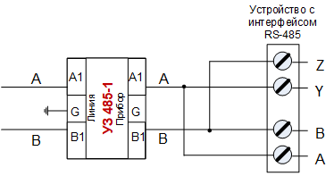 Схема подключения по интерфейсу RS-485